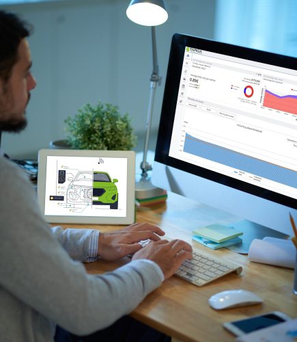 Cropped image of business person working with financial data