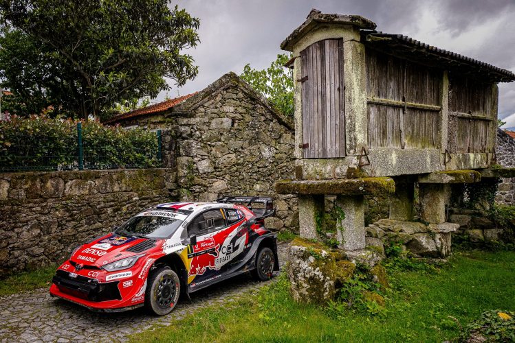 01 Sebastien OGIER, Vincent LANDAIS, Toyota GR Yaris Rally1, action during the 2025 Rally de Portugal, 5th round of the 2025 WRC World Rally Car Championship, from May 15 to 18, 2025 at Matosinhos, Porto, Portugal - Photo Paulo Maria / ACP Motorsport